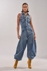 JETSETTER JUMPSUIT IN MEDIUM BLUE DENIM