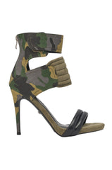 AKIRA GOLD CAMO GREEN PRINTED STILETTO