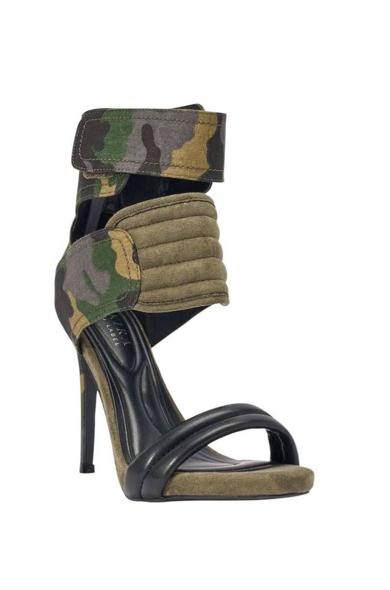 AKIRA GOLD CAMO GREEN PRINTED STILETTO