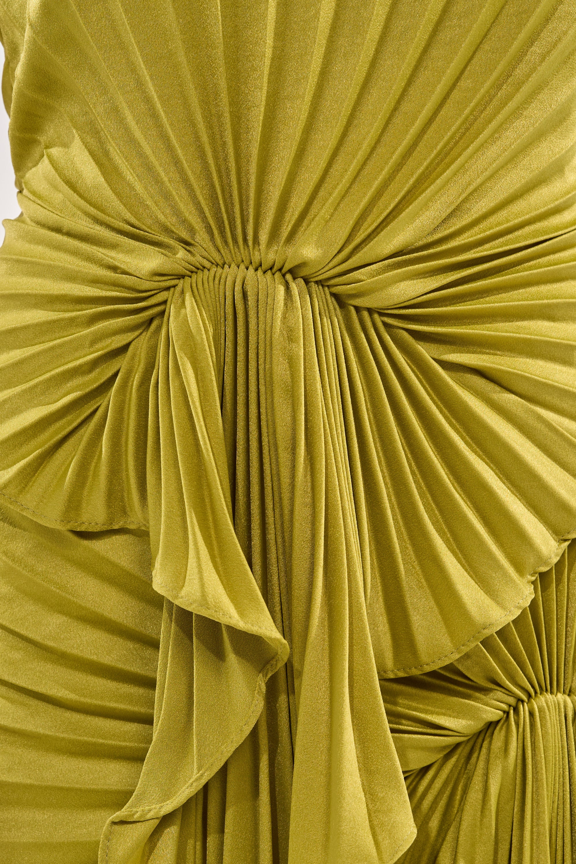 RESERVATIONS PLEASE PLEATED MAXI DRESS IN CHARTREUSE