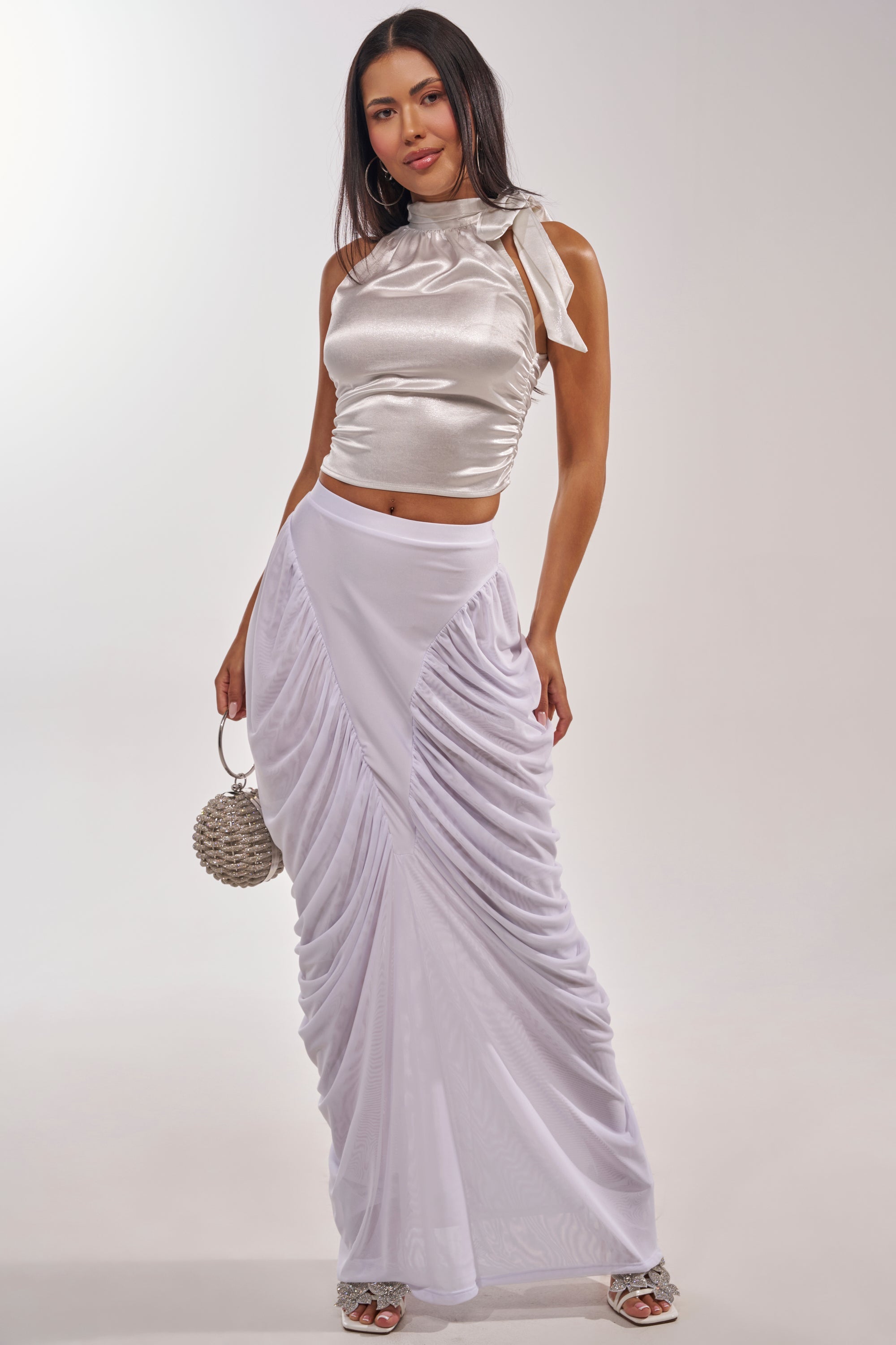 DREAMY RUCHED SKIRT IN WHITE