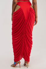 HOTTIE ALERT MESH MAXI SKIRT IN RED