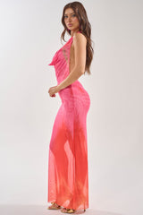 FEMME FLARE COWL NECK MAXI DRESS