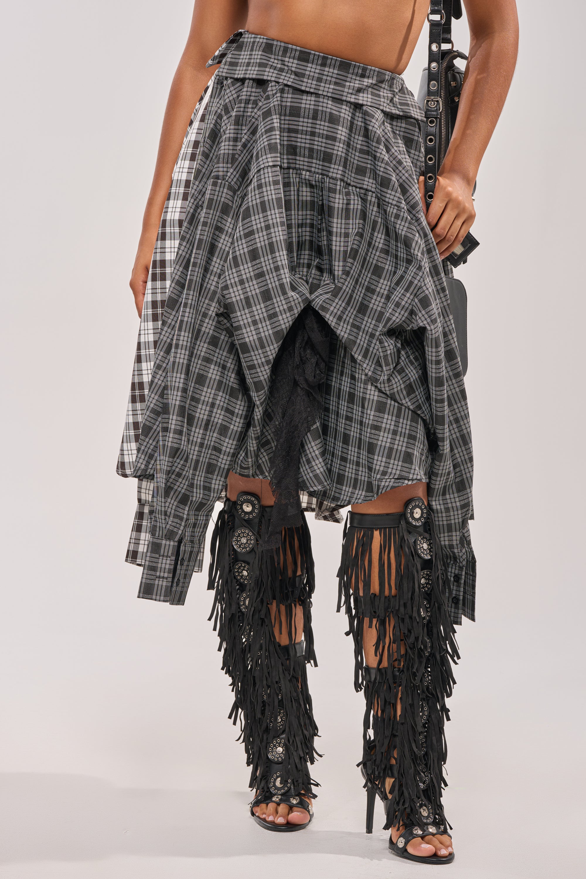 FALL VIBES PLAID MIDI SKIRT