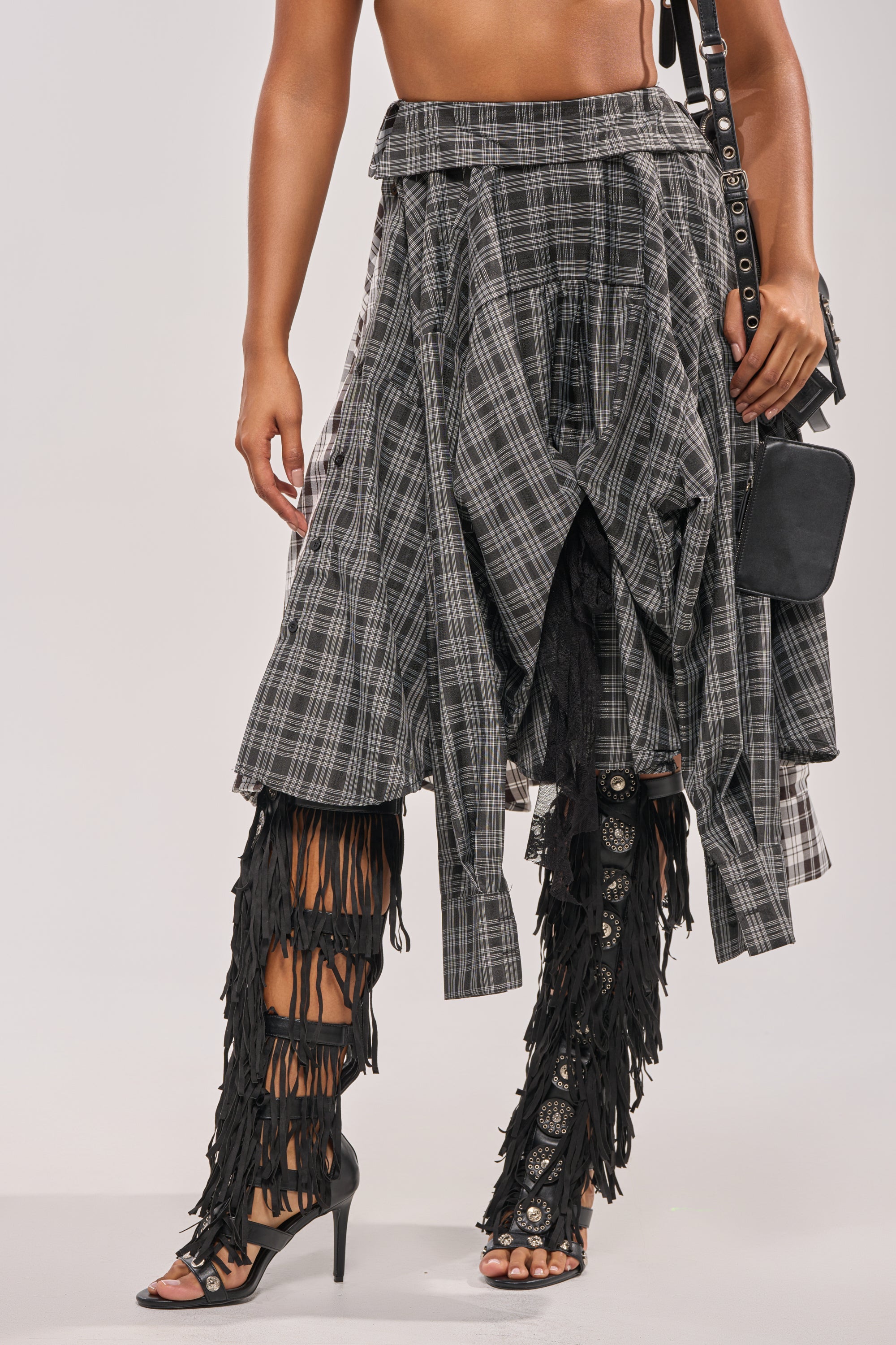 FALL VIBES PLAID MIDI SKIRT