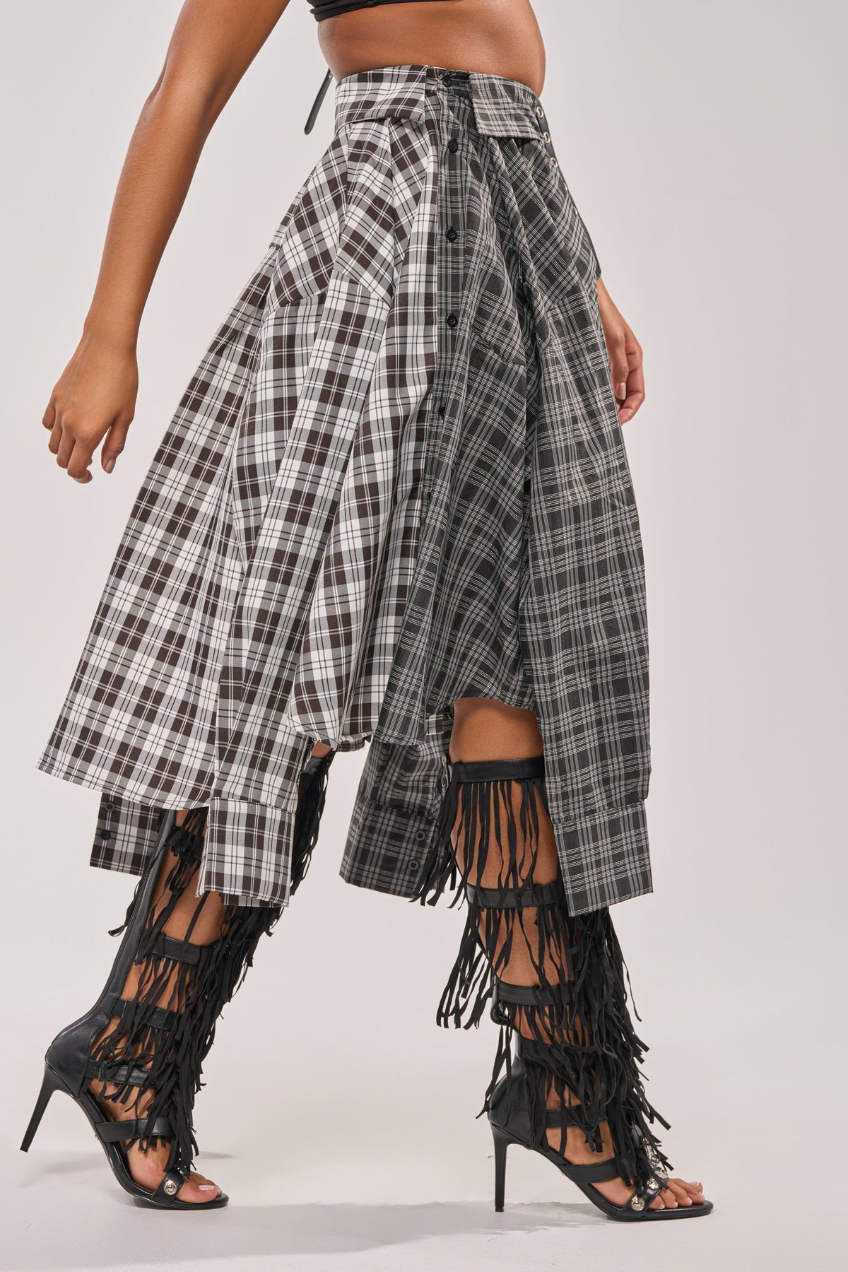 FALL VIBES PLAID MIDI SKIRT