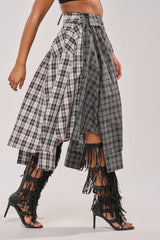FALL VIBES PLAID MIDI SKIRT