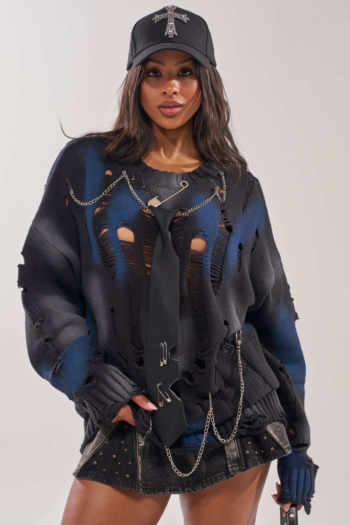 RAWR DISTRESSED OVERSIZED SWEATER