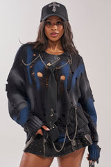 RAWR DISTRESSED OVERSIZED SWEATER