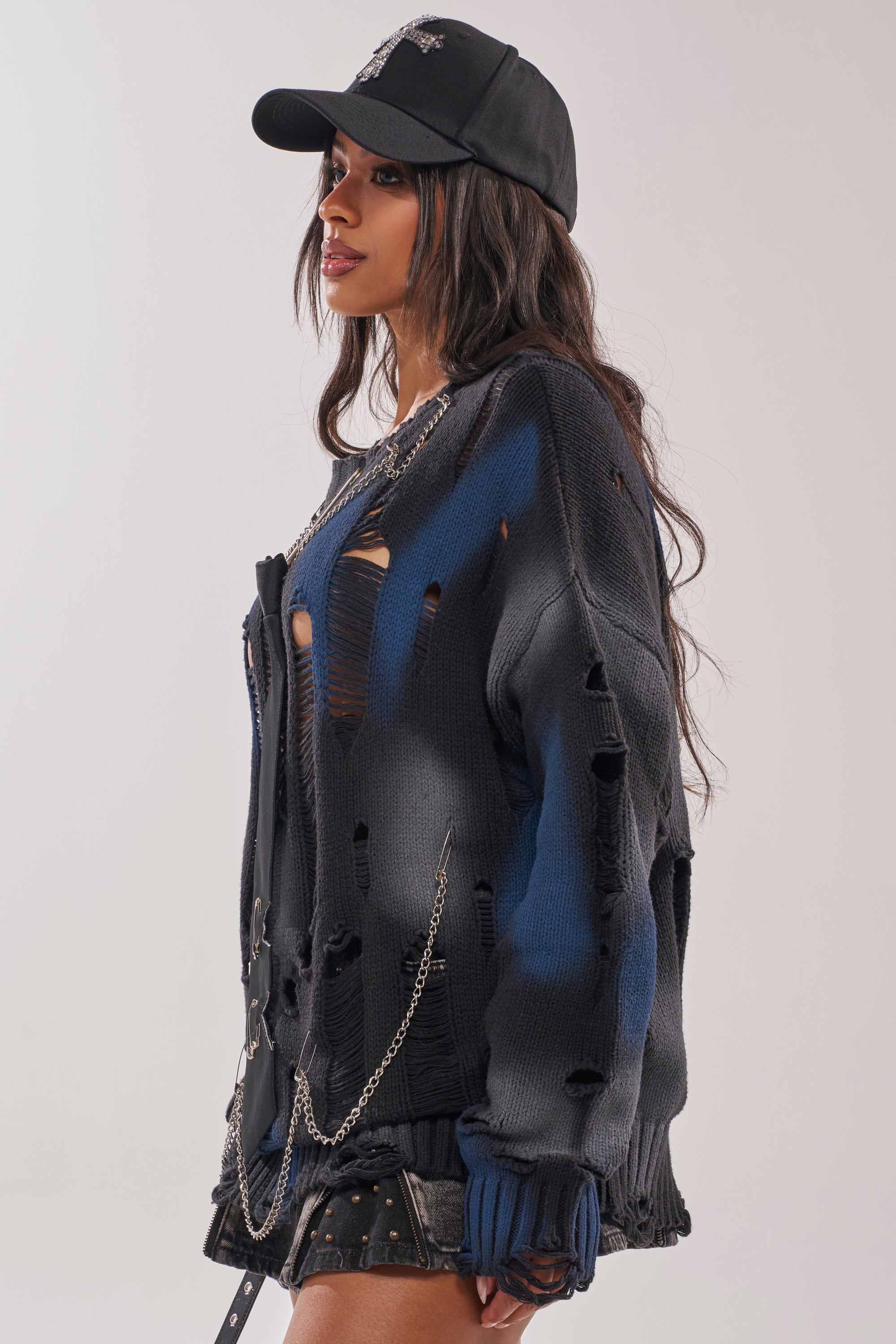 RAWR DISTRESSED OVERSIZED SWEATER