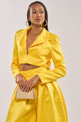 BLOOMING CROP SATIN BLAZER