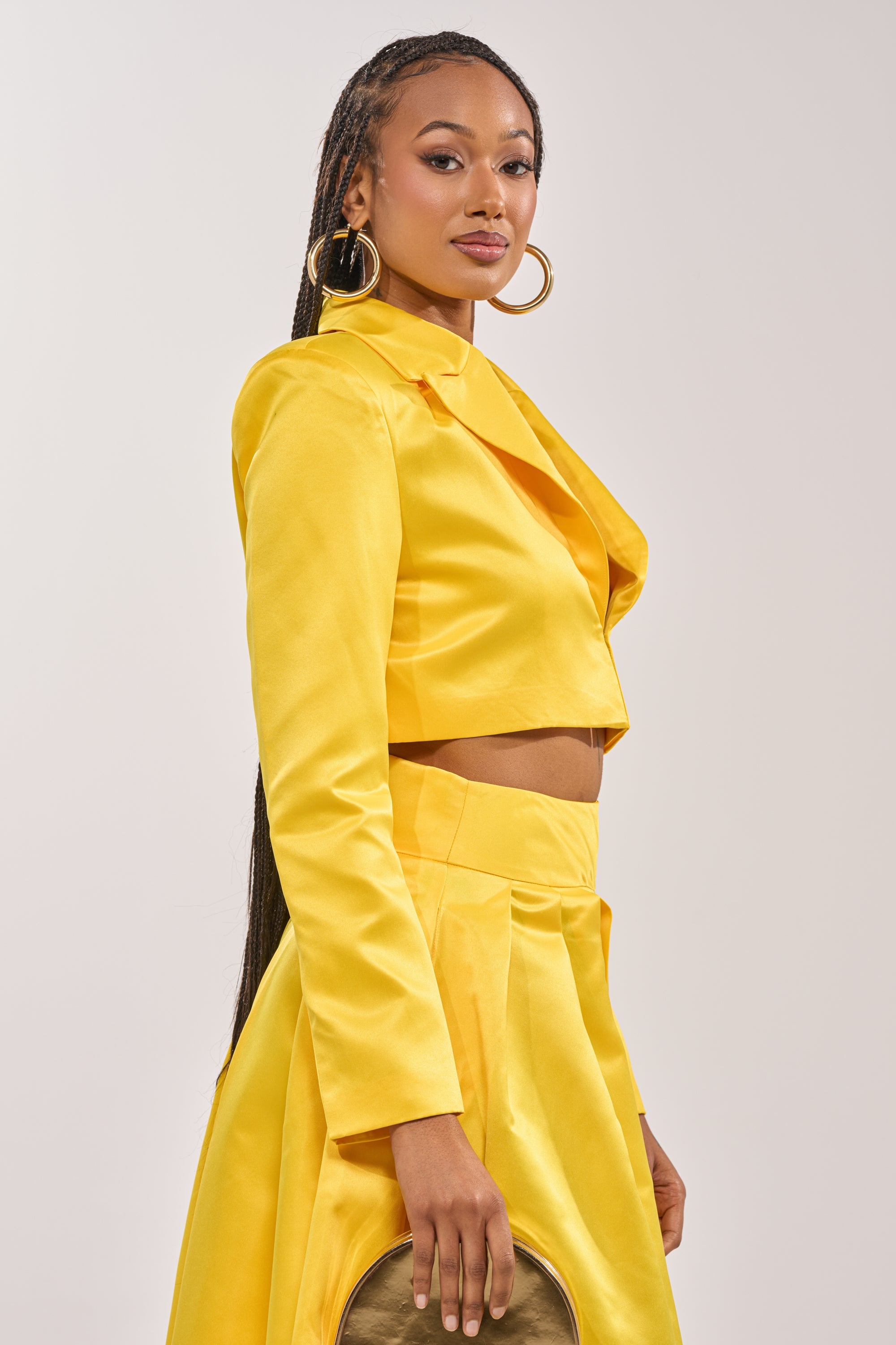 BLOOMING CROP SATIN BLAZER