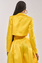 BLOOMING CROP SATIN BLAZER