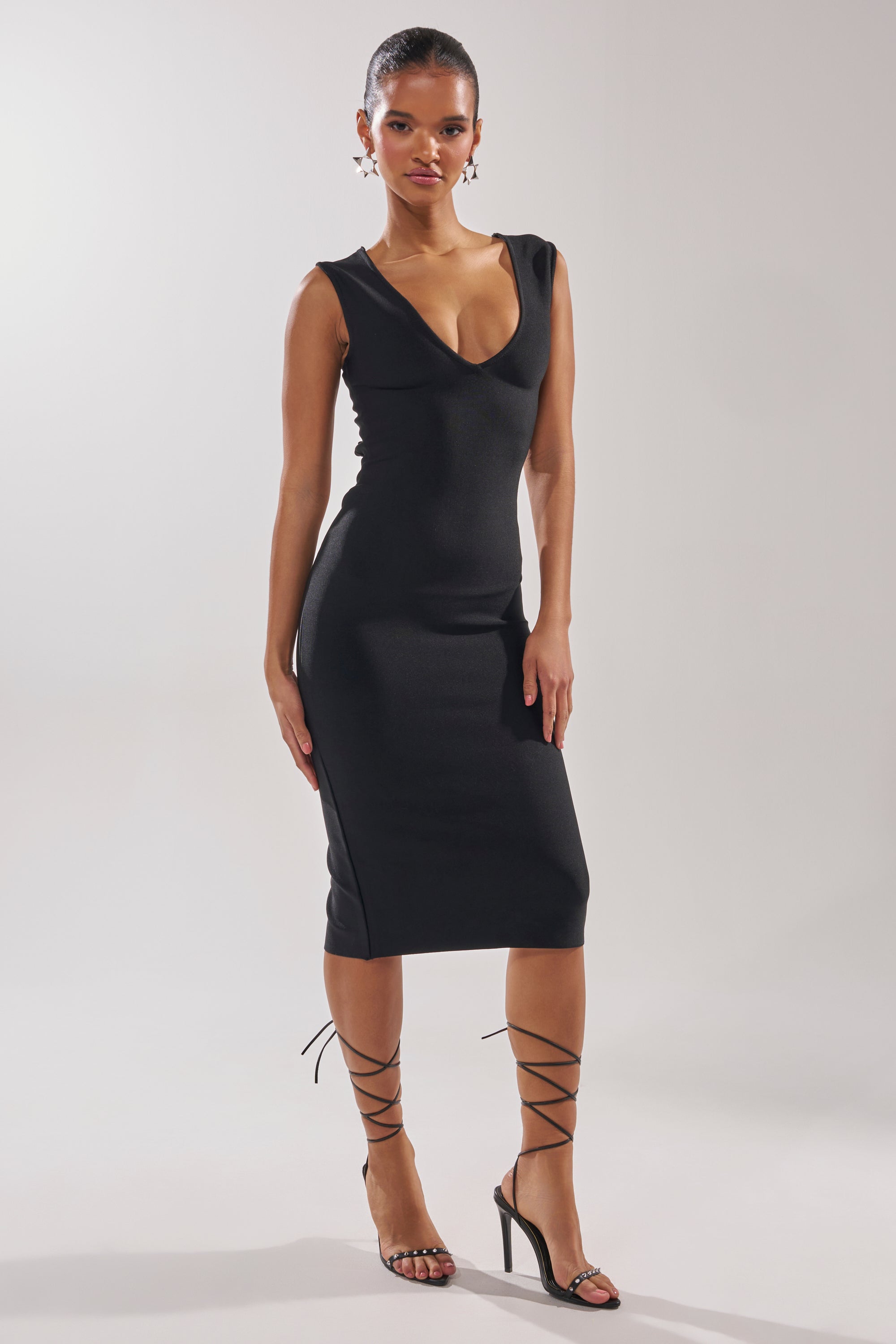 MIDNIGHT LACES CORSET MIDI DRESS