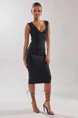 MIDNIGHT LACES CORSET MIDI DRESS