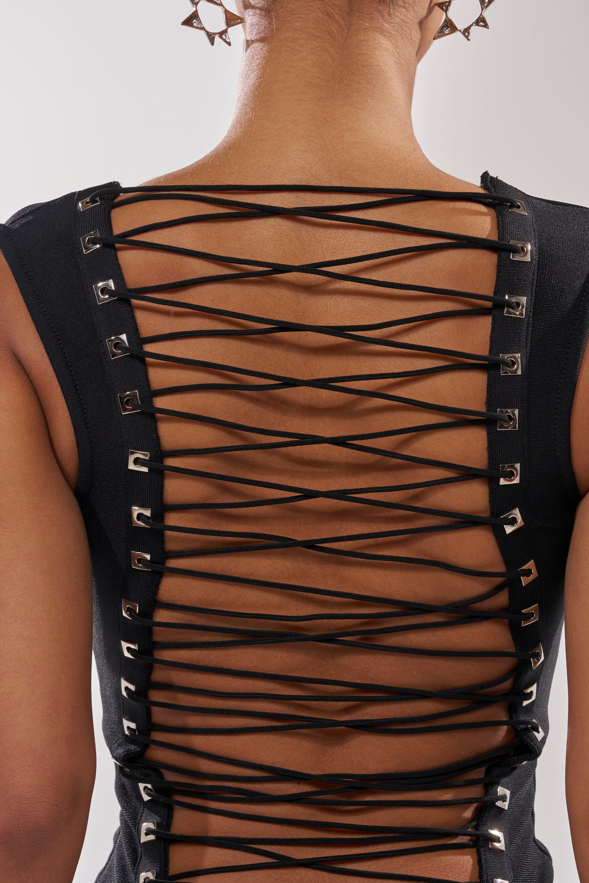 MIDNIGHT LACES CORSET MIDI DRESS