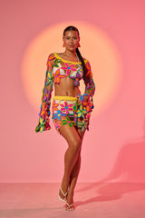 FLORAL FIELDS CROCHET MINI SKIRT