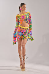 FLORAL FIELDS CROCHET MINI SKIRT