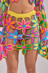 FLORAL FIELDS CROCHET MINI SKIRT