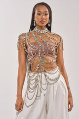 REGAL RHINESTONE CHAIN TOP