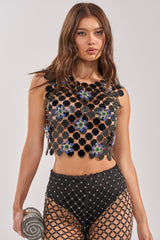 KARISSA SEQUIN CHAIN TOP