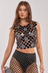 KARISSA SEQUIN CHAIN TOP