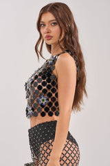 KARISSA SEQUIN CHAIN TOP