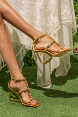 AZALEA WANG SCHANTELLE GOLD EMBELLISHED UPPER WEDGE SANDAL