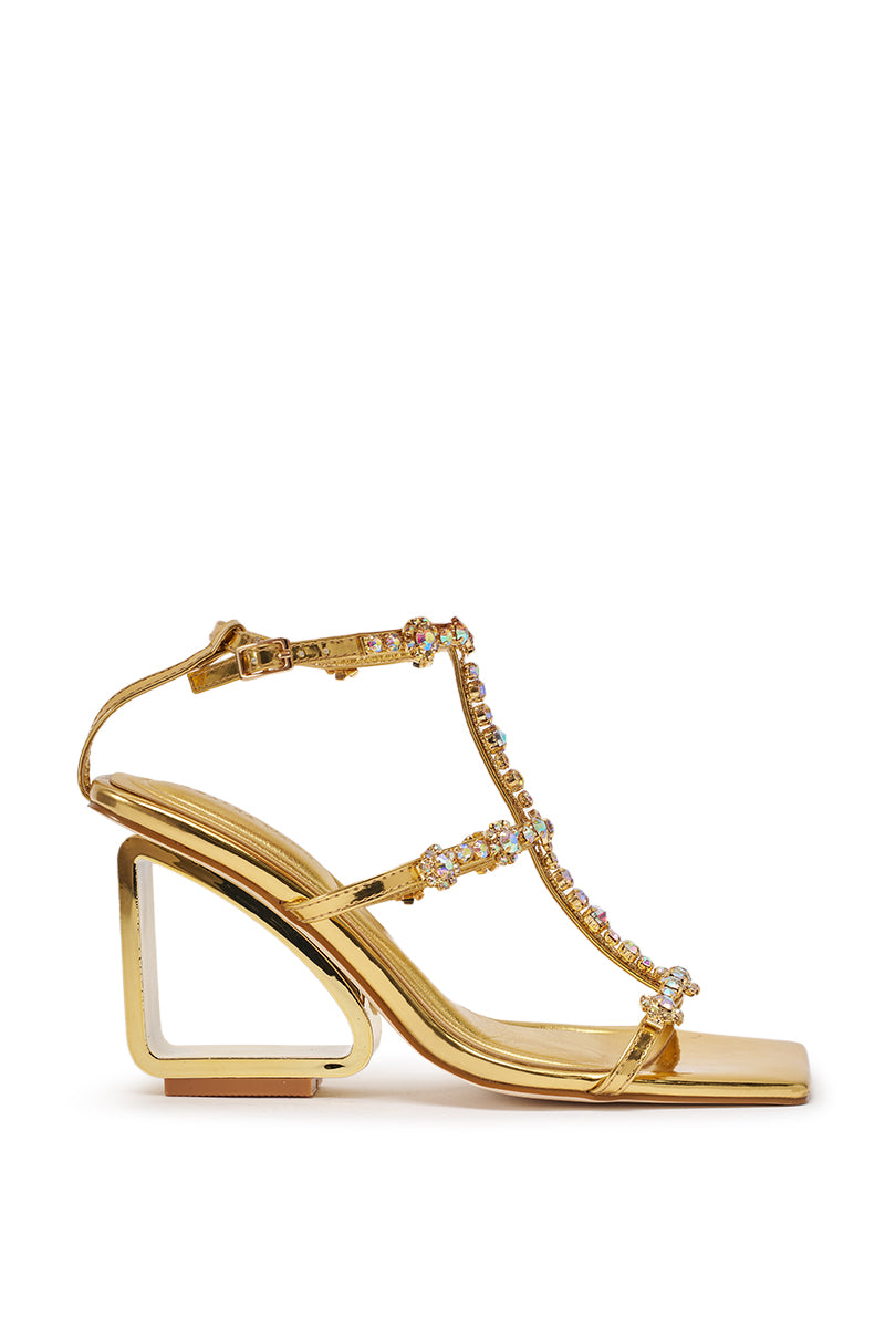 AZALEA WANG SCHANTELLE GOLD EMBELLISHED UPPER WEDGE SANDAL