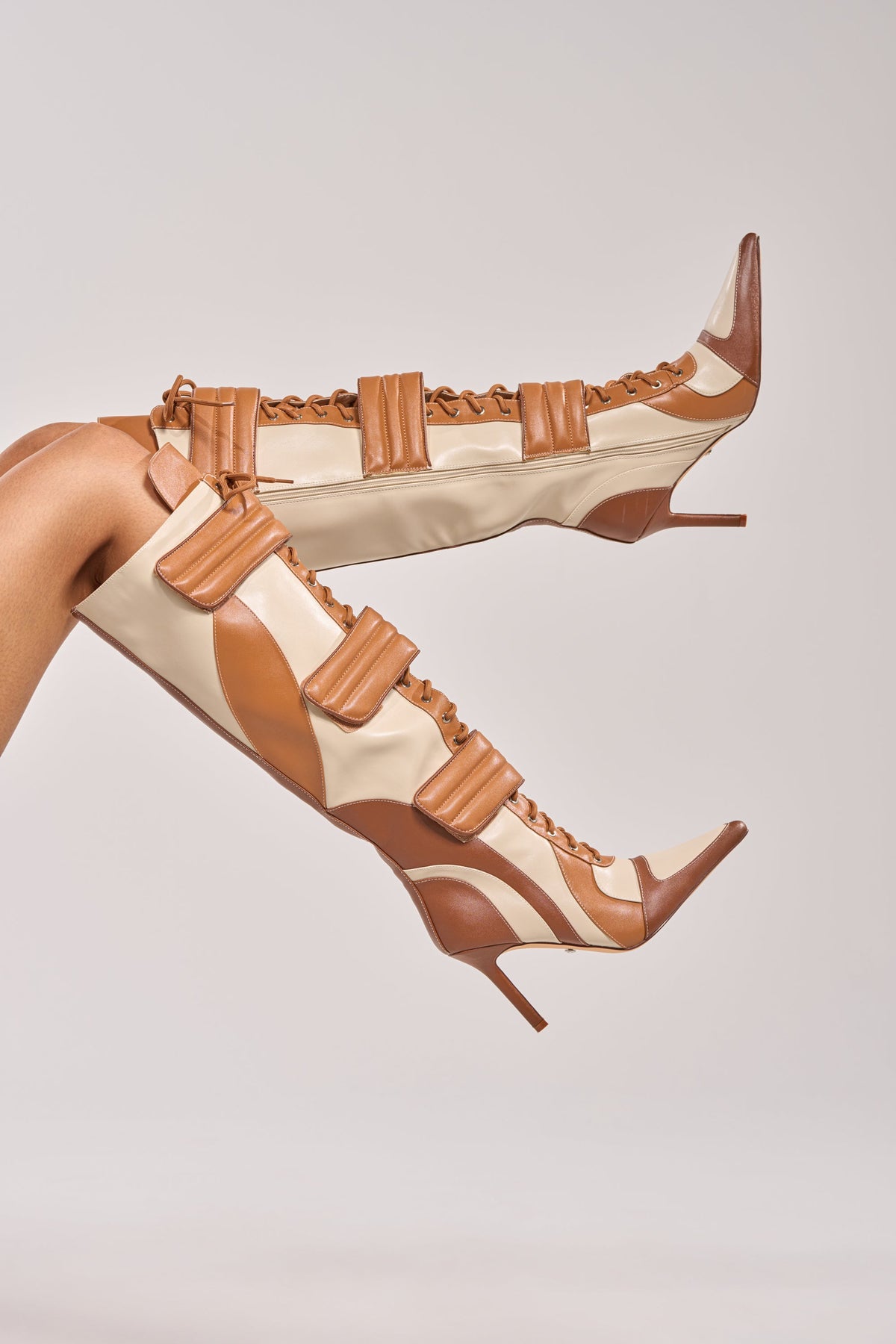 AZALEA WANG SCHUMACHER TAN STILETTO BOOT