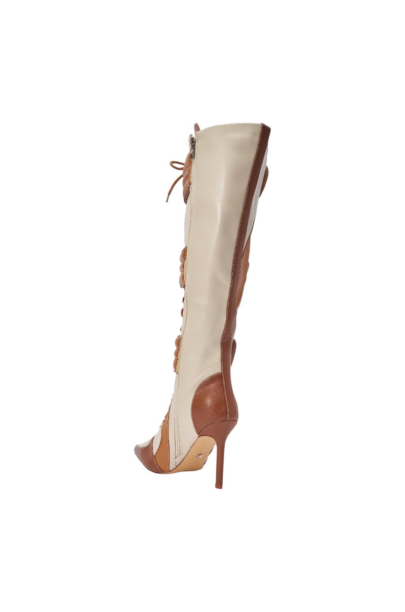 AZALEA WANG SCHUMACHER TAN STILETTO BOOT