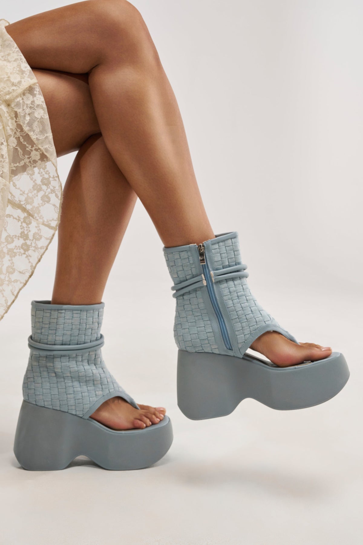AZALEA WANG SCULLY DENIM FLATFORM SANDAL
