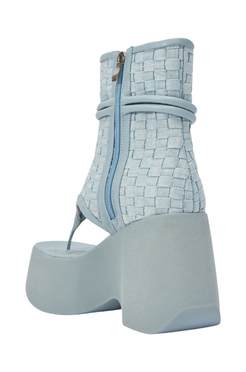 AZALEA WANG SCULLY DENIM FLATFORM SANDAL