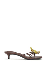AKIRA SELA CHOCOLATE SLIP ON FLOWER SANDAL