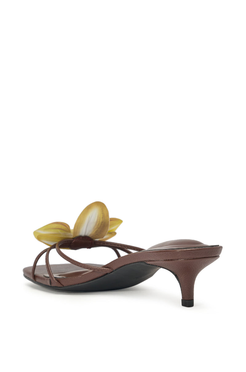 AKIRA SELA CHOCOLATE SLIP ON FLOWER SANDAL