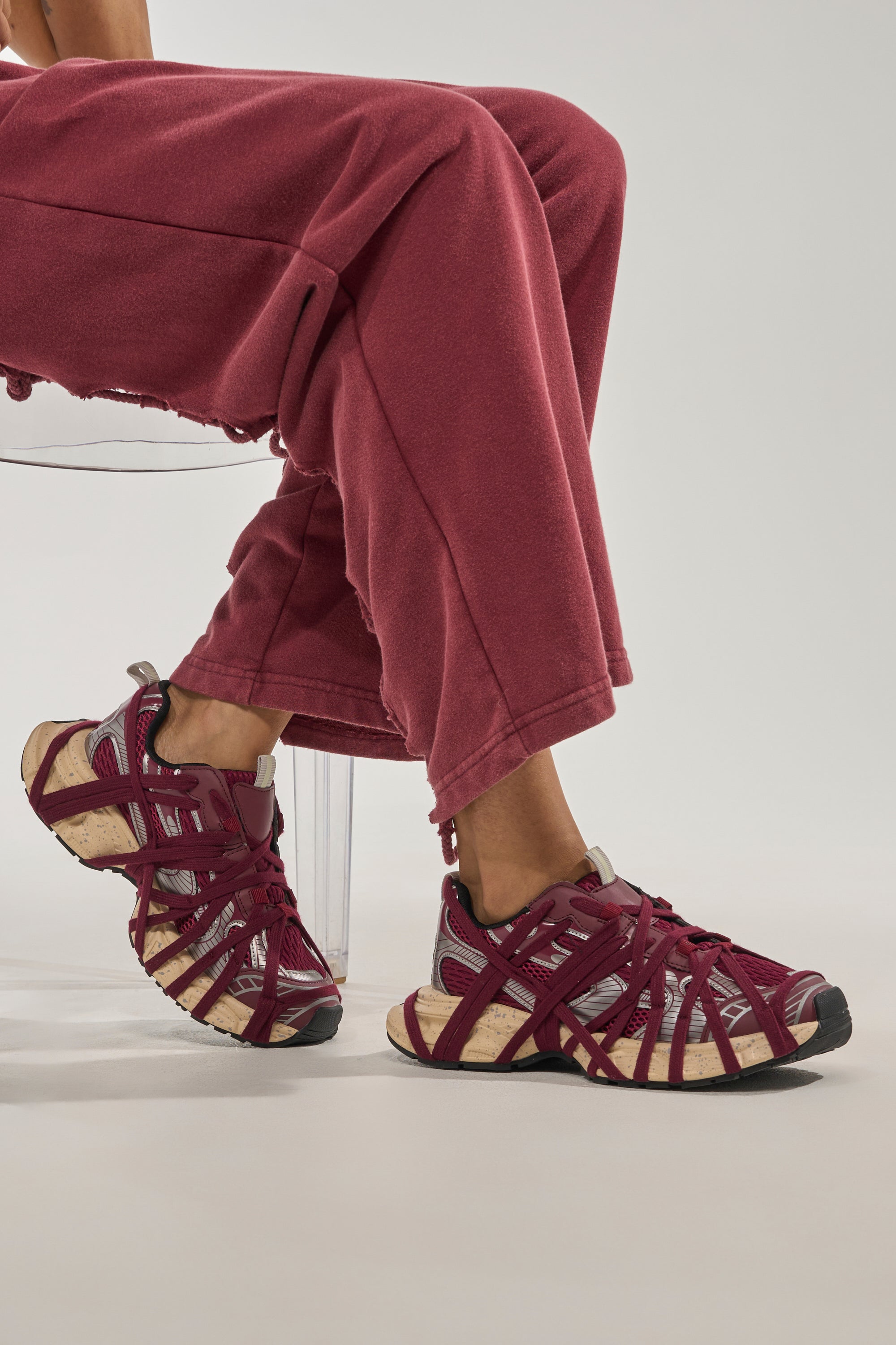 AZALEA WANG SELIE BURGUNDY LACE UP SNEAKER
