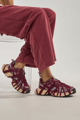 AZALEA WANG SELIE BURGUNDY LACE UP SNEAKER