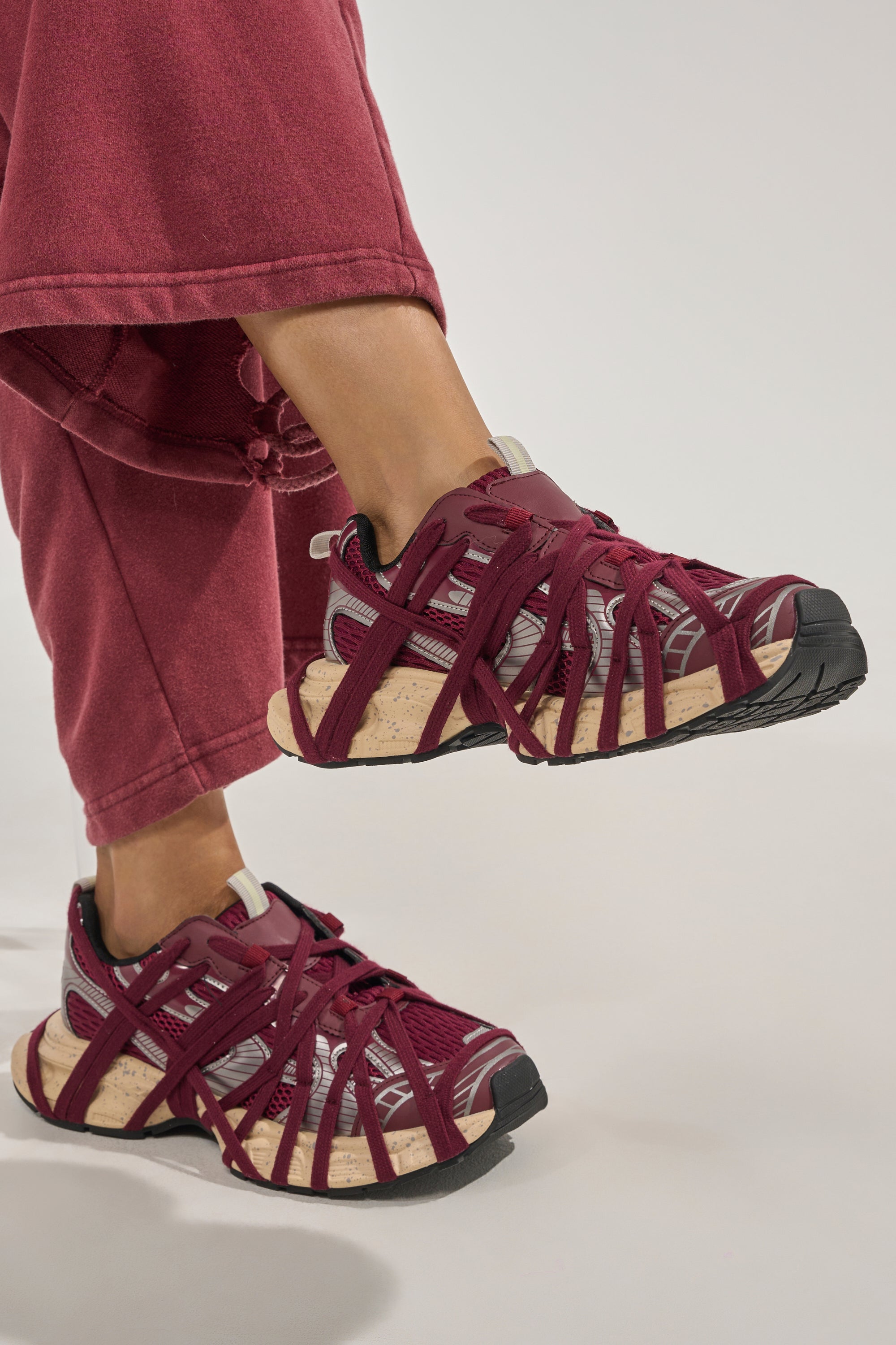 AZALEA WANG SELIE BURGUNDY LACE UP SNEAKER