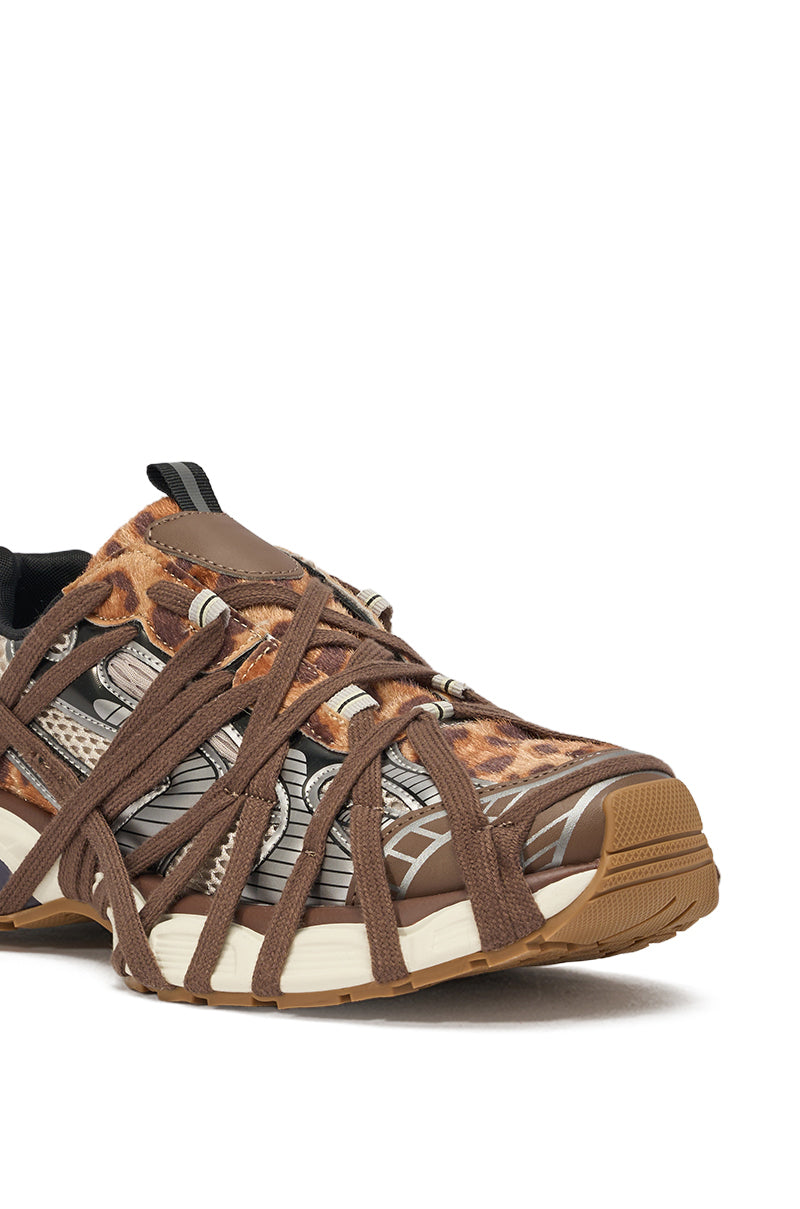 AZALEA WANG SELIE LEOPARD PRINT LACE UP SNEAKER