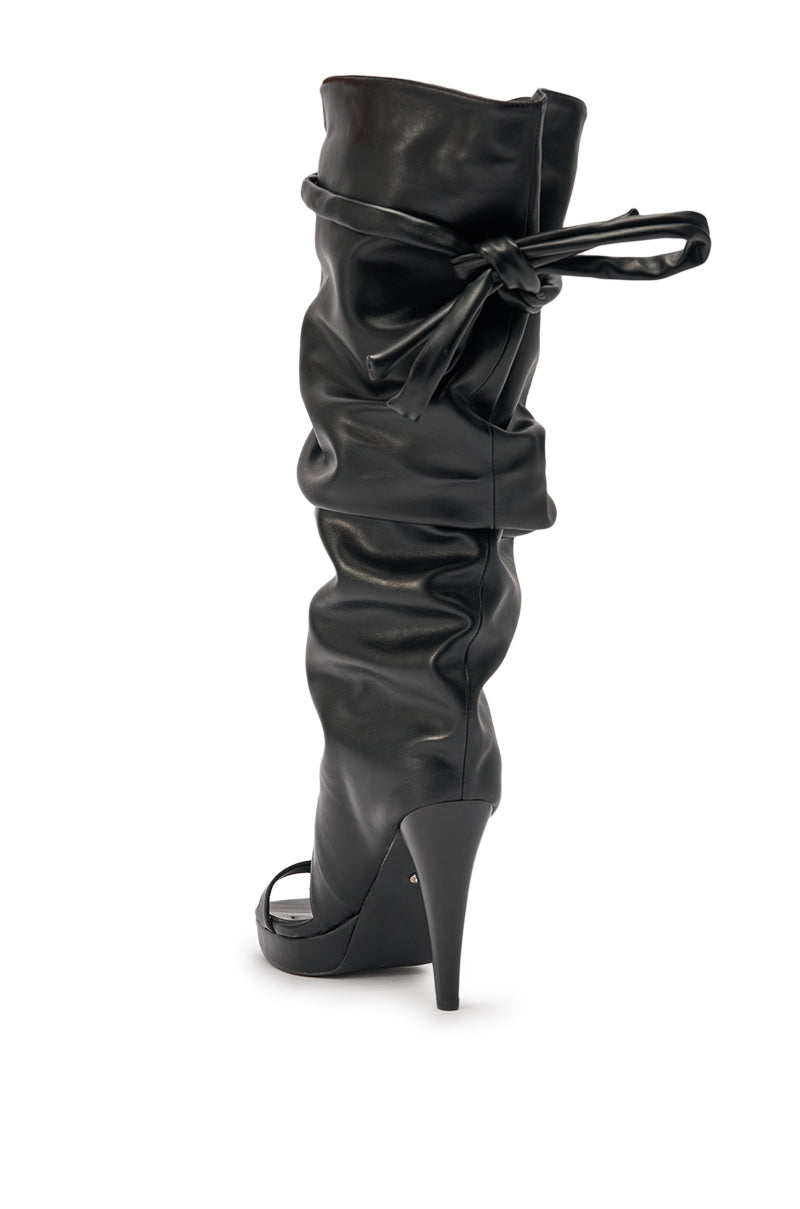 AKIRA GOLD SEREL BLACK STILETTO GLADIATOR BOOT