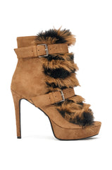 AKIRA GOLD SERIOUS BROWN FUR BOOTIE