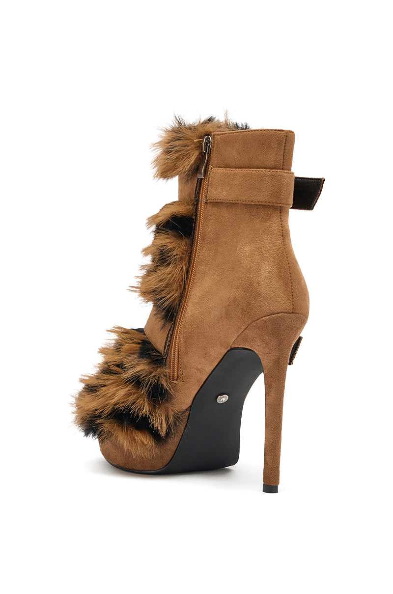 AKIRA GOLD SERIOUS BROWN FUR BOOTIE