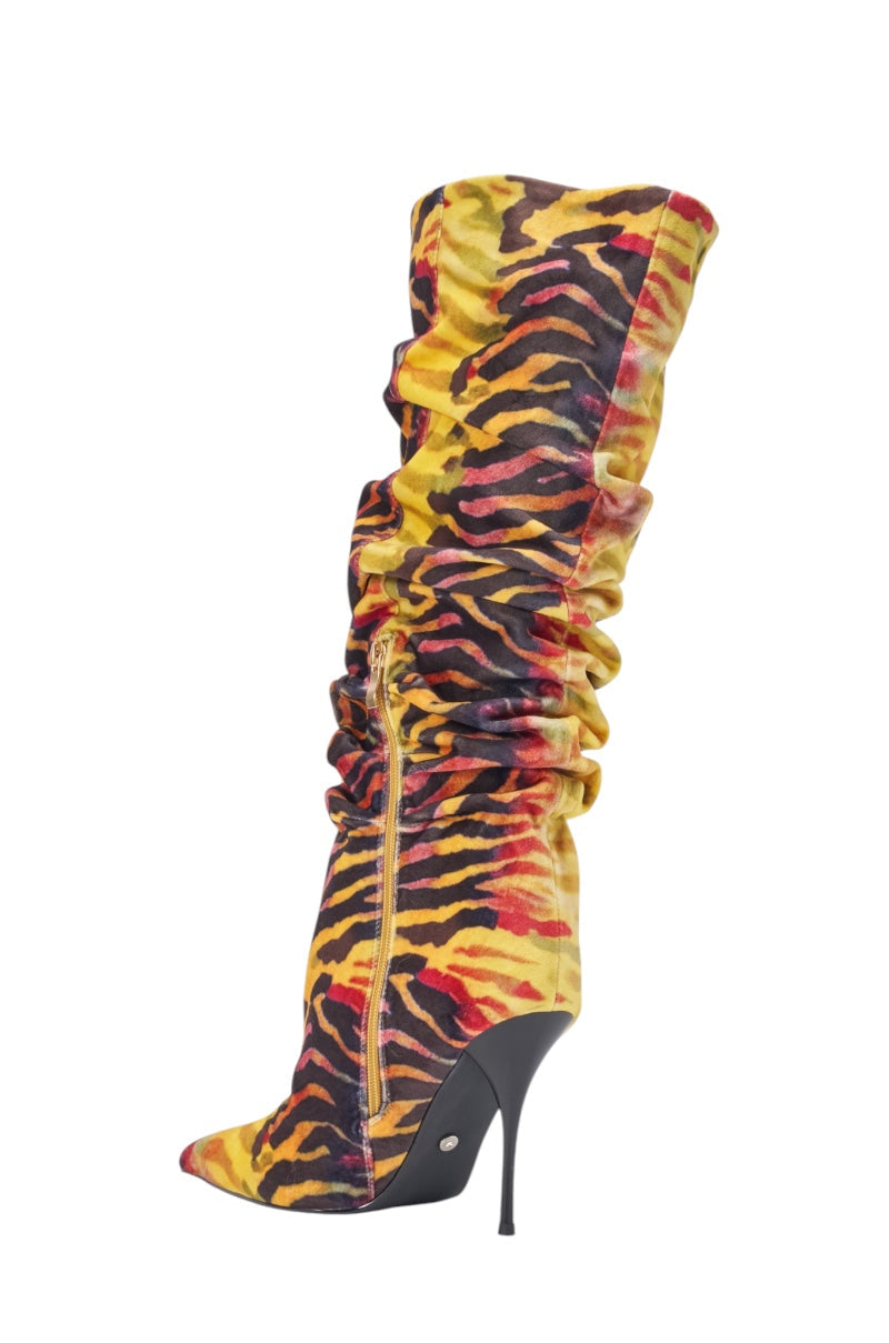 AZALEA WANG SERIOUSLY TIGER SLOUCHY STILETTO BOOT