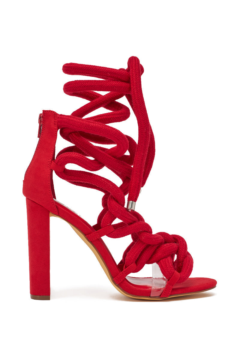 AKIRA GOLD RED ROPE STRAP SANDAL