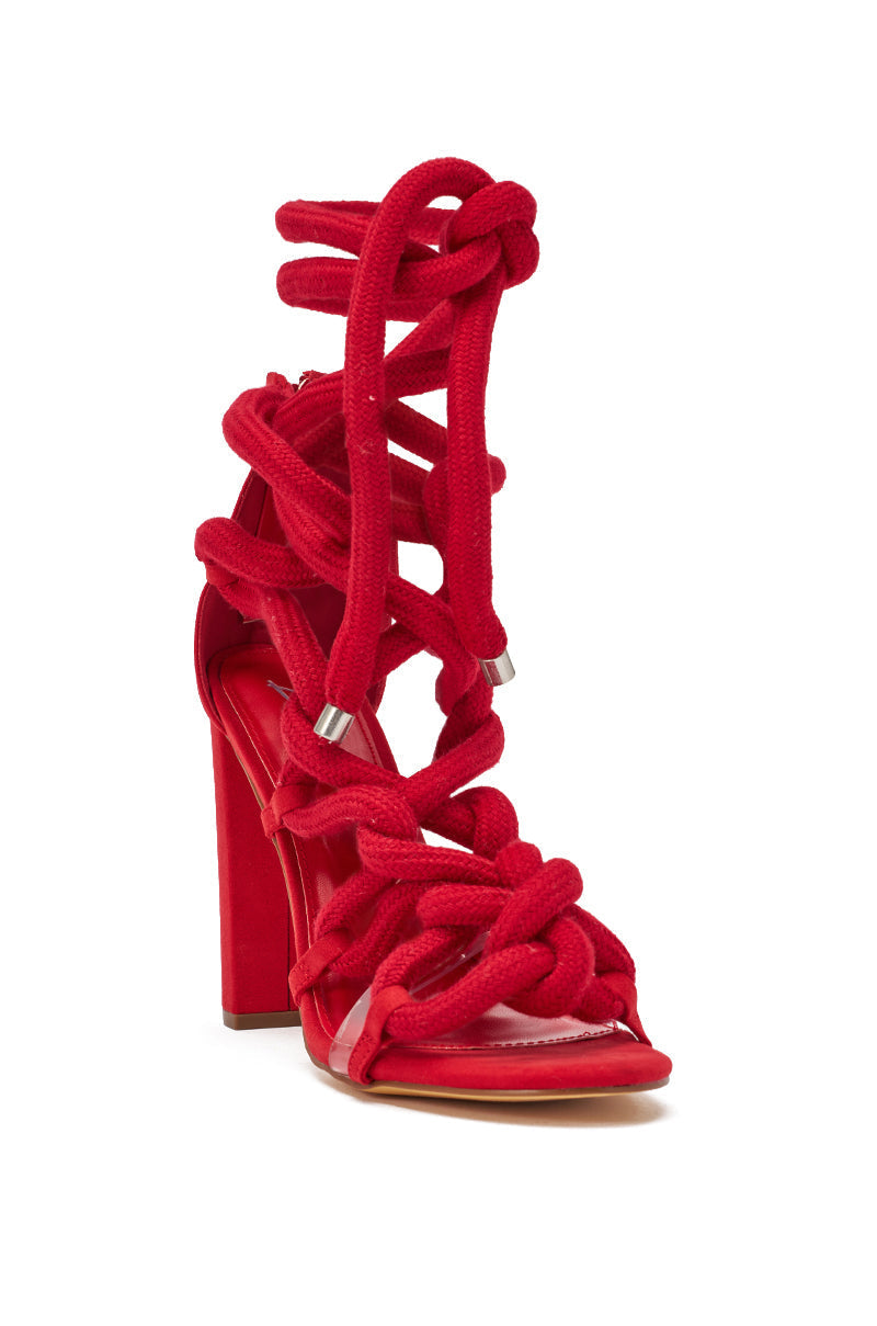 AKIRA GOLD RED ROPE STRAP SANDAL