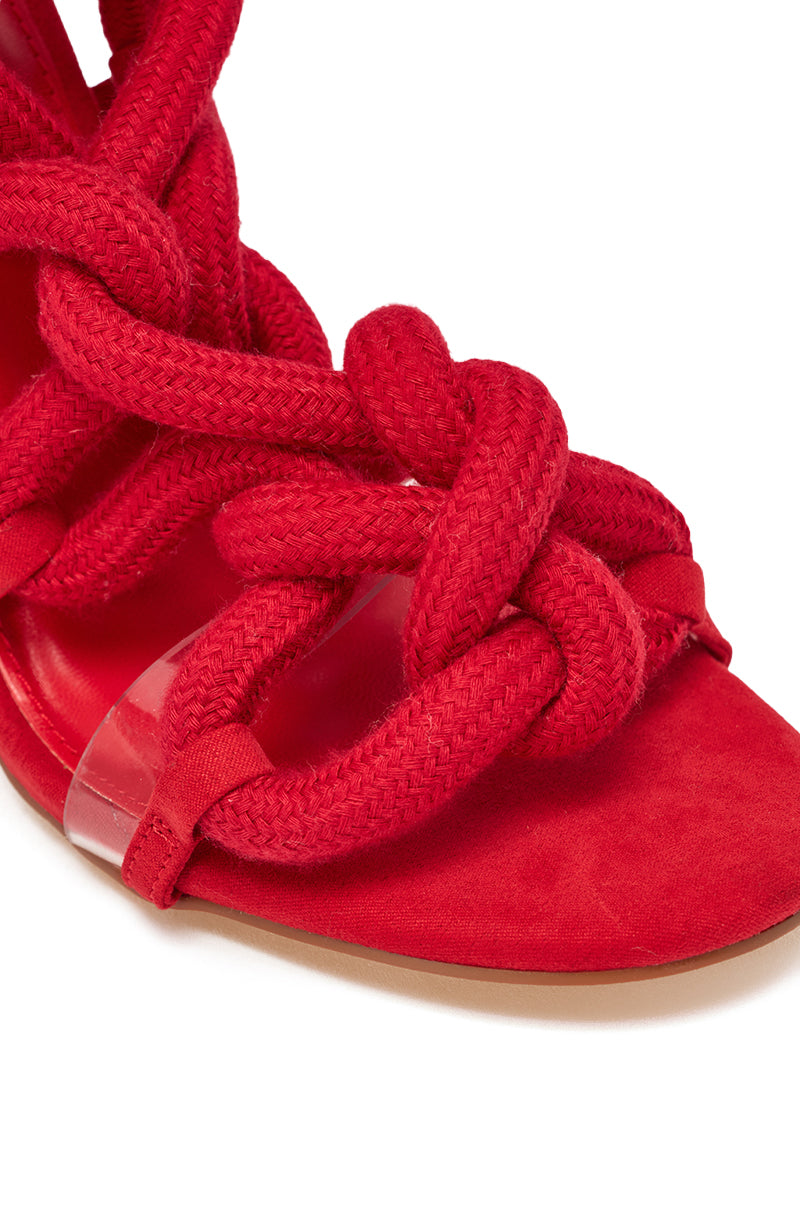 AKIRA GOLD RED ROPE STRAP SANDAL