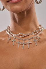 CROSS MY HEART SILVER NECKLACE
