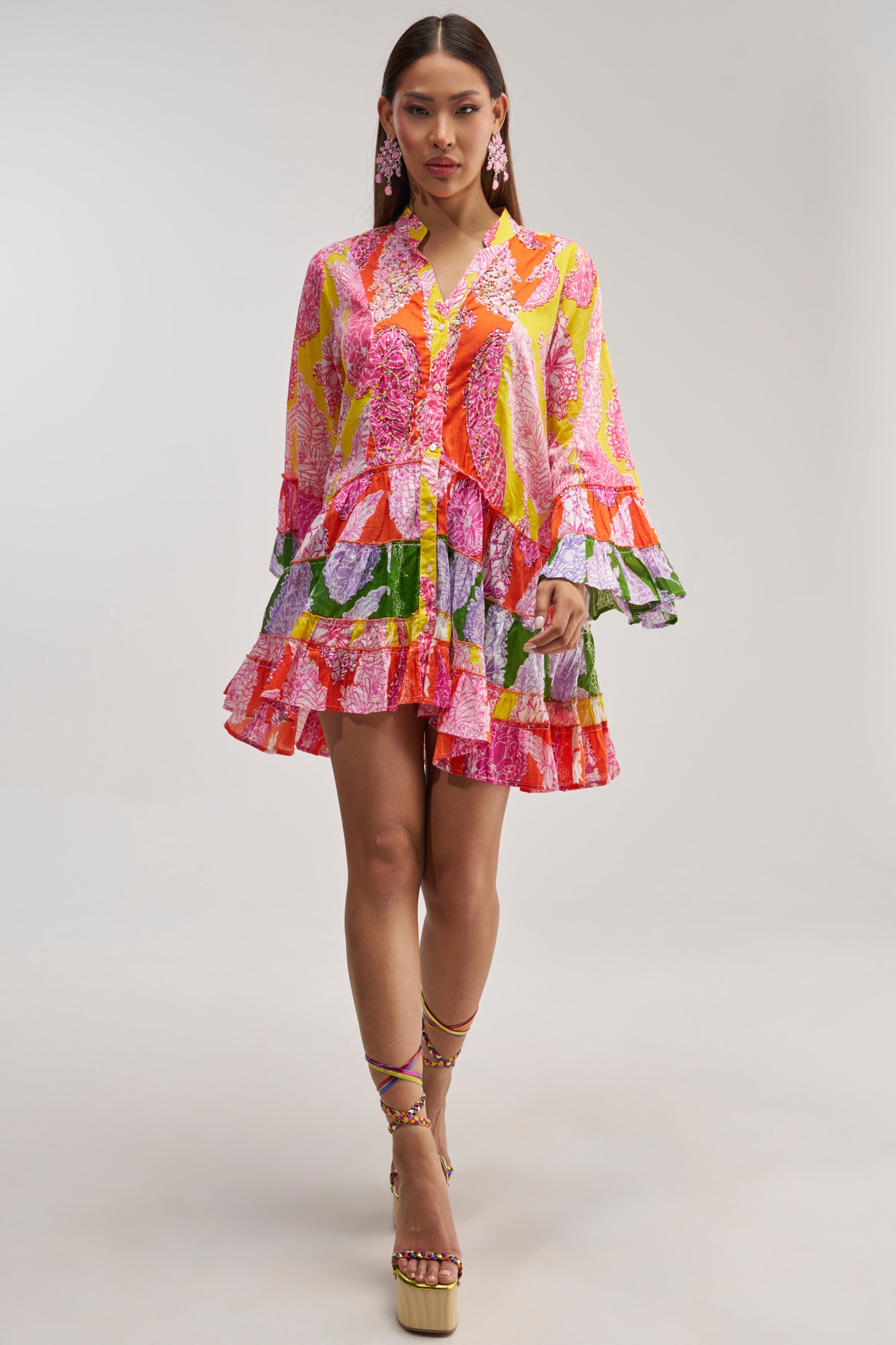 DANCING TILL SUNRISE FLORAL LONG SLEEVE DRESS