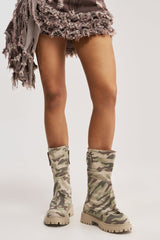 AKIRA GOLD SPARK CAMO COMBAT BOOTIE