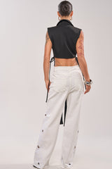 HONEY HONEY TIE VEST IN BLACK